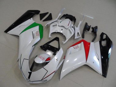 Ducati 848 1098 1198 2007-2014 - Bianco Perla con Italy Bandiera